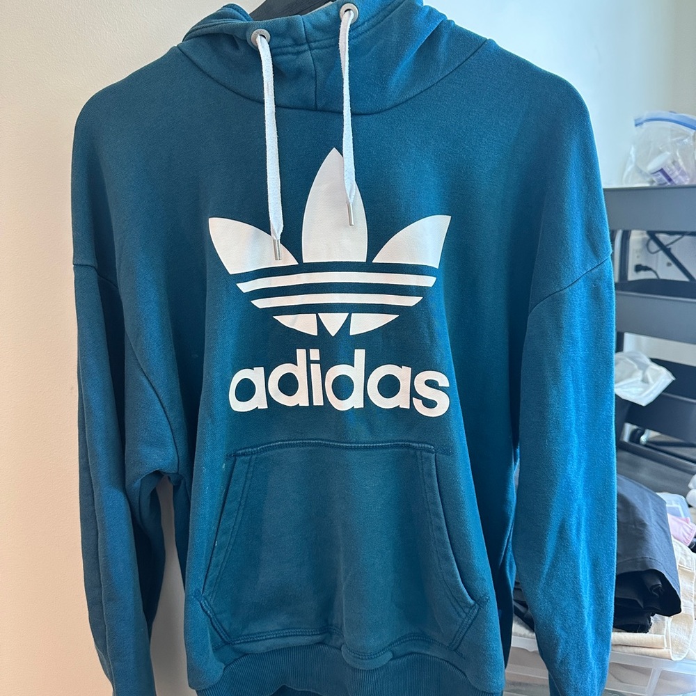 Adidas Teal Hoodie with White Logo